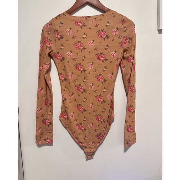 NWOT Intimately Free People Dylan Henley Size S Waffle Knit Roses Bodysuit Boho - Picture 9 of 10